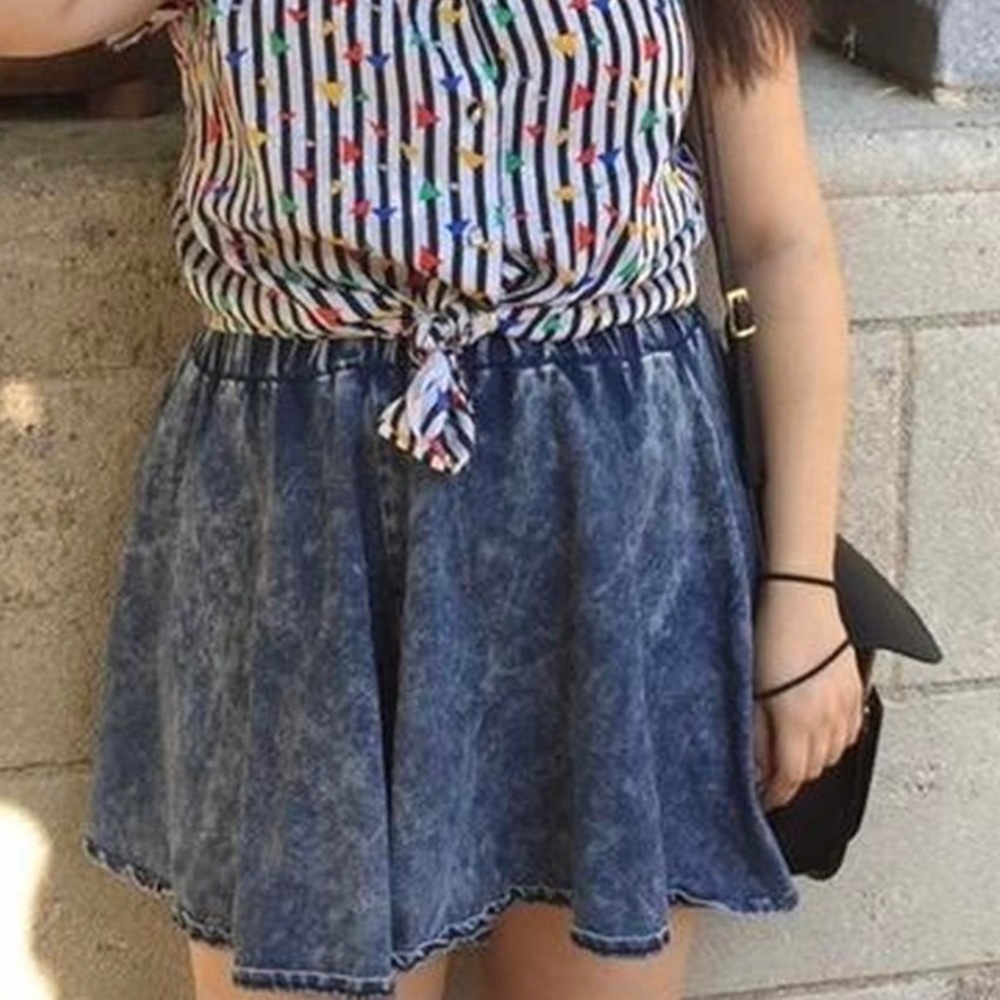 One Size Denim Skater Skirt